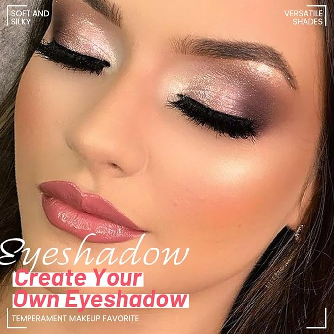 4 Colors Matte & Metallic Shimmer Eyeshadow, Velvety Creamy Formula Eye Makeup, Highly Pigmented, Blendable Nude Champagne Gold,Light&Dark Brown Eyeshadows for Women A Built-In Mirror 02#