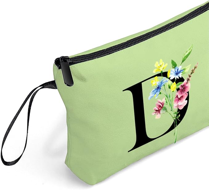 Women Birthday Maid of Honor Monogrammed Gifts for Bride Bridesmaid Sister Friend Her Teacher Makeup Cosmetic Bag with Mirror Mothers Day Christmas Graduation D