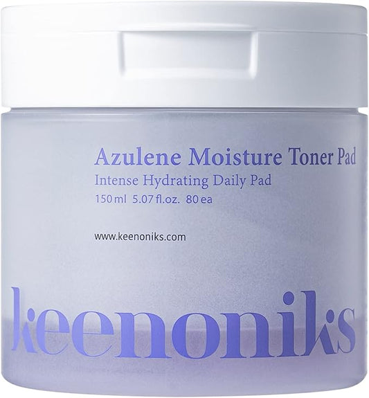 Azulene Moisture Toner Pad - Anti-flammatory & Hydrating Facial Pad with Chamomile Extract, Panthenol & AQUAXYL for Red, Sensitive Skinใ
ฃKorean Skincareใ
ฃ 80 Pads (5.07 Oz)