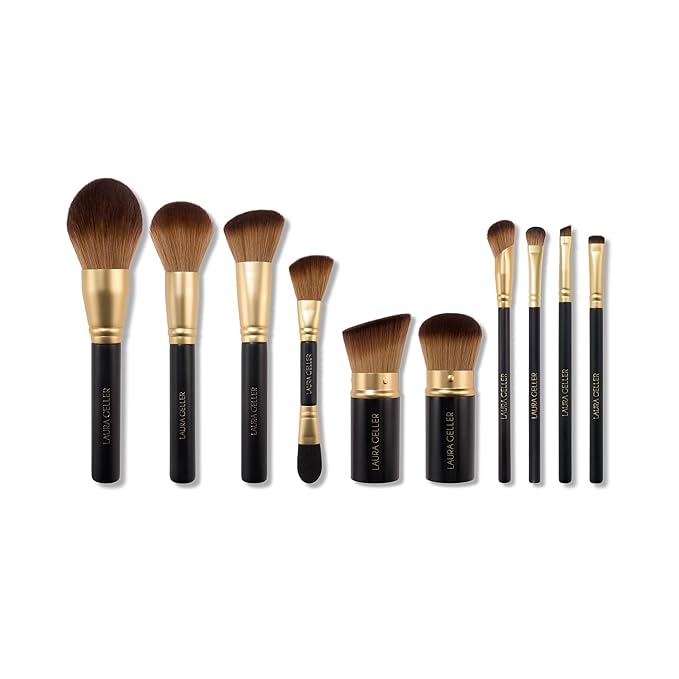 LAURA GELLER NEW YORK The Brush Vault - Ultimate Limited Edition Makeup Brush Collection - Includes Ten Must-Have Makeup Brushes for Mature Skin Makeup Application - 10 Count