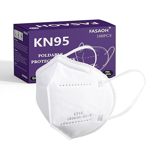 KN95 Face Masks 100 PCS, 5-Ply KN95 White Masks,Breathable Protection Masks, Individually Wrapped, Cup Dust Safety Mask