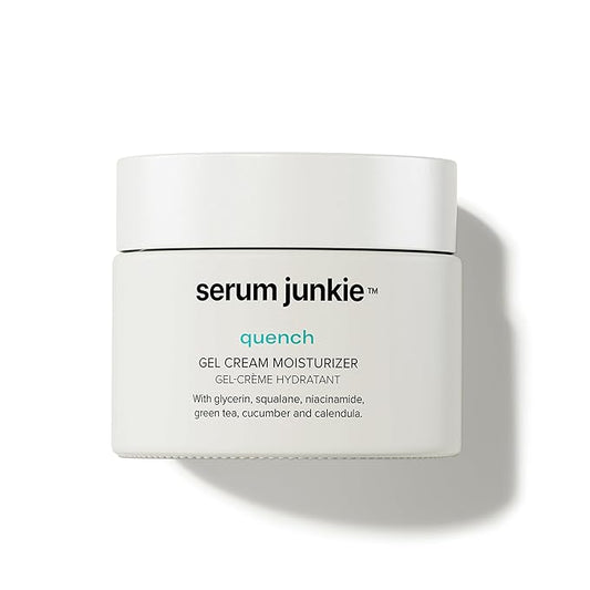 QUENCH Lightweight Gel Cream Moisturizer with Glycerin, Niacinamide, Squalane, Green Tea, Cucumber, Calendula, Hydrating Barrier Support for Sensitive Skin, 1.7 fl oz