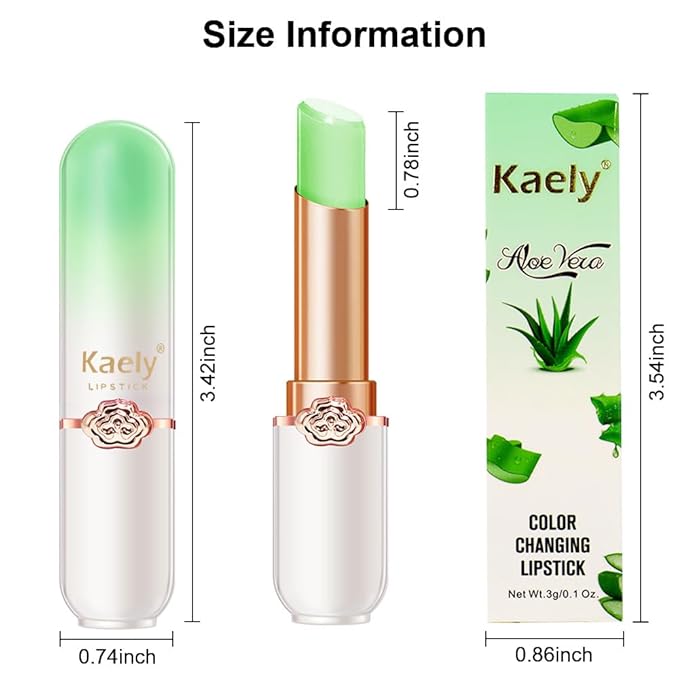 Kaely 2Pcs Aloe Hydrating Lipstick Tinted Lip Balm, Color Changing PH Lipstick Makeup, Korean Magic Lip Stain Long Lasting Waterproof, labiales magicos 24 horas originales