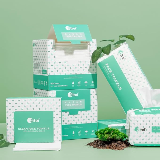 Ditoi Disposable Face Towels,Ultra Thick Face Towelettes XL, Lint-Free Facial Wipes for Makeup Removal & Gentle Skin Care,10"×12",150 Count (3 Pack),Pearl-textured