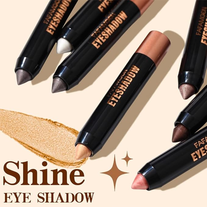 AMY'S DIARY Pearl White Shimmer Glitter Eyeshadow Stick, Cream Eye Shadow Pencil Waterproof, Eyeshadow Crayon Pen Eye Brightener Stick for Eyes Highlighter