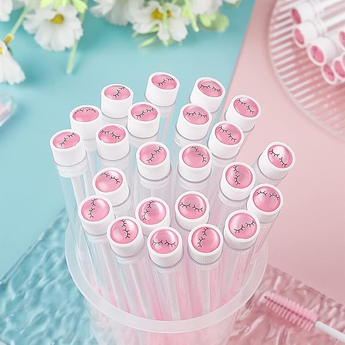 TUZAZO 80 Pieces Mascara Wand Tube Set 40 Diamond Empty Eyelash Brush Tubes Spoolies 40 Mascara Wand Lash Extension Brushes Applicators Makeup Tools (Pink Lash Style)