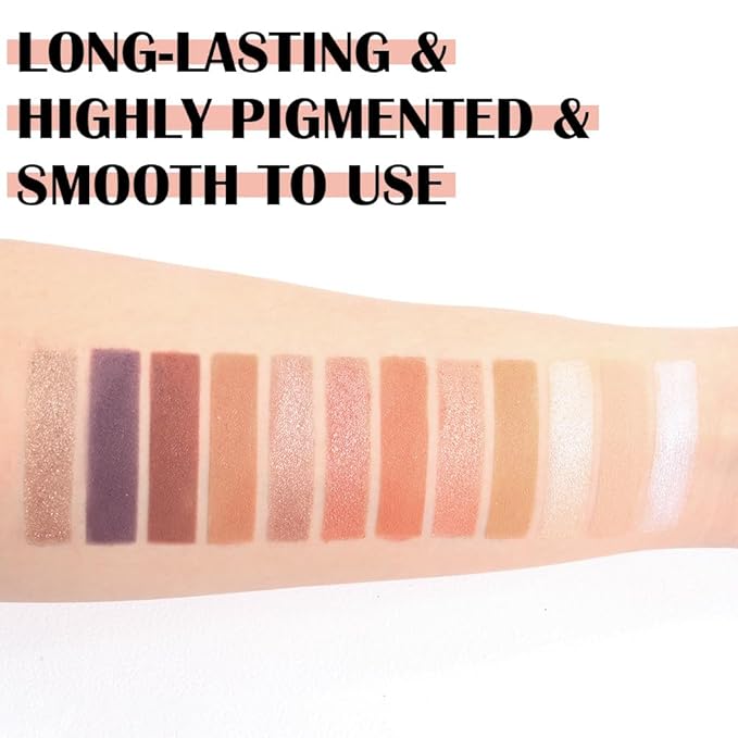 12 Colors Warm Eyeshadow Palette โ Matte, Shimmer & Glitter Copper Coral Tones โ Rose Gold, Champagne, Bronze & Terracotta Shades โ High Pigment, Long-Lasting Eye Makeup for Women โ 04#