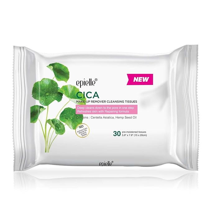 Epielle Makeup Remover Wipes, Remove Dirt, Oil, Waterproof Mascara, Gentle Daily Facial Cleanser Towelettes with Witch Hazel, Cica & Green Tea, Hypoallergenic & Alcohol-Free, 30 Count (Pack of 6)