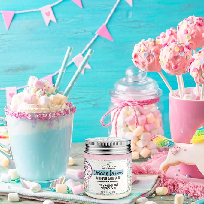 Bella & Bear Unicorn Dreams Whipped Bath Soap - Travel Size 3.2oz mango & pineapple with a hint of vanilla