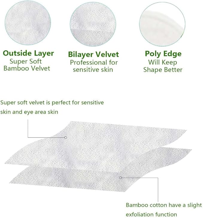 28 Pack Reusable Makeup Remover Face Pads with Laundry Bag Washable Soft and Comfortable Cleaning Face Skin,Washable Bamboo Cotton Rounds White