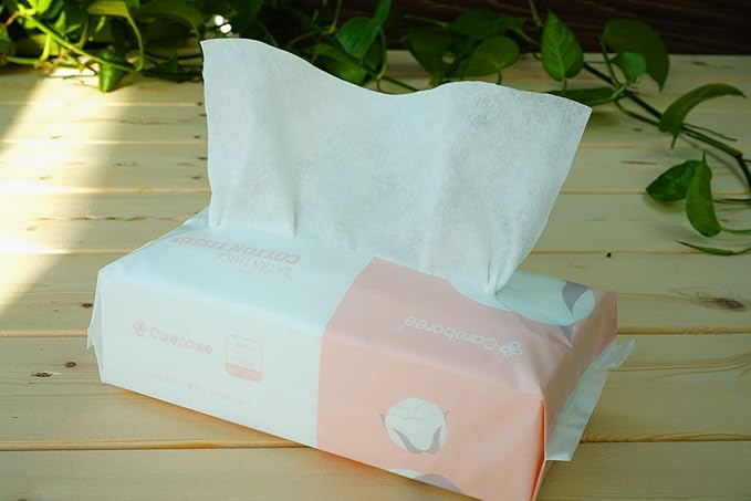 Extra Thick Cotton Tissue Careboree Face Drying Towel for Men Women Kids Disposable Dry Wipes Unscented Makeup Removing (3 pack)