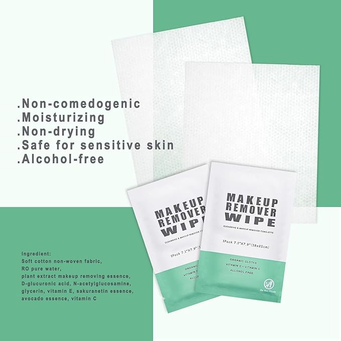 500 pcs Makeup Remover Wipes Individually Wrapped Makeup Wipes Bulk Face Cleansing Wipes, Individual Wet Wipes, Travel Towelette Makeup Remover Cloth for Face Cleansing Skin Care Remove Makeup