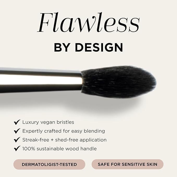 HALEYS Crease Eyeshadow Brush, Medium Fluffy Tapered Brush, Soft, Easy Blending Makeup Tool, Seamless, Multi-tasking Makeup Brush for Cream and Powder, High-end Synthetic Bristles, Vegan + CF