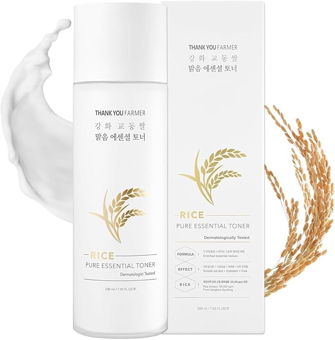 THANKYOU FARMER Rice Pure Toner โ Hydrating K-Beauty Face Milk with Niacinamide & Centella โ Vegan Korean Skincare for Men & Women, All Ages โ Natural Toner for Dry, Sensitive Skin (7.03 oz)