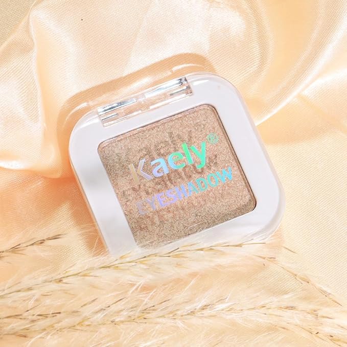 Light Nude Brown Shimmer Single Eyeshadow Makeup Palette, Natural Nude Brown Single Eye Shades, Creamy Pressed Powder for Easy Blending, Mini Travel Palette for Women, Everyday Eyeshadow Makeup