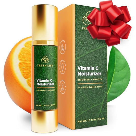 Tree of Life Beauty Moisturizer, Vitamin C Face Cream - Hydrating & Brightening Lotion, Reduces Dark Spots - Dermatologist-Tested for Dry Sensitive Skin - Whitening Facial Skin Care - 1.7 Fl Oz