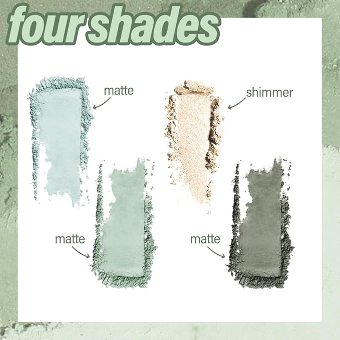 Light Green 4Colors Eyeshadow Makeup Palette,Mint Green Natural Neutral Powde Eye Shadow Palettes for Older Women,Long Lasting Naturing-Looking,Lightweight,Waterproof,Eye Makeup Kit Travel Size,Vegan