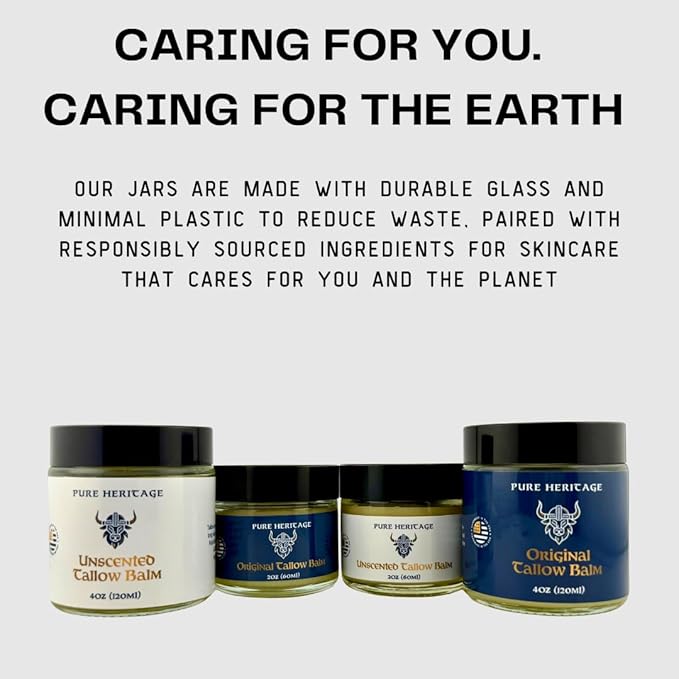 Pure Heritage Handmade Tallow Balm – Grass-Fed & Finished Moisturizer & Healing Cream with Frankincense & Cedarwood | Natural Care for Sensitive Skin, Eczema, Rosacea, Babies, Men & Women (4oz)