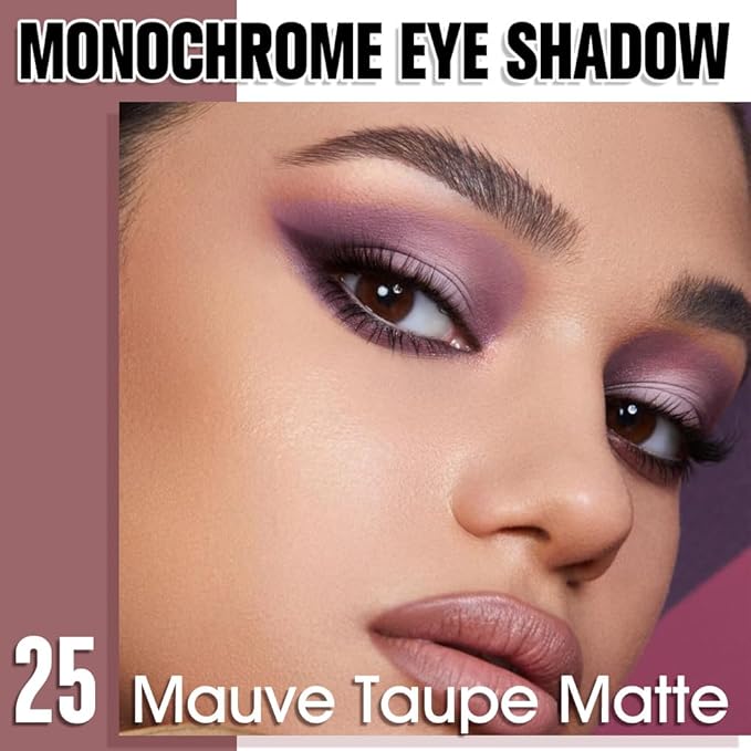 Single Matte Eye Shadow Palette Makeup, Mauve Taupe Matte Eyeshadow for Women, Monochrome Eye Shadow Makeup, Pigmented Waterproof Sombras Para Ojos, Vegan, Talc, Paraben & Cruelty Free, 25