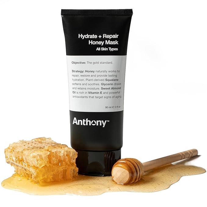 Anthony Hydrate + Repair Honey Mask, Stimulates Your Skin and Opens Pores with Honey, Vitamins C & E, Glycerin, Sweet Almond, Squalane, and Calendula, Soothes and Moisturizes Dry to Normal Skin - 3 Oz