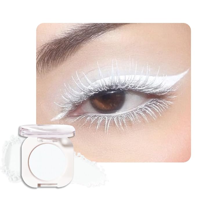 White Matte Single Eyeshadow, Lightweight Blendable Mini Eye Shadow for Older Women, Monochrome Eyeshadow Palette Makeup Pigmented Waterproof, Vegan & Cruelty-Free, 26