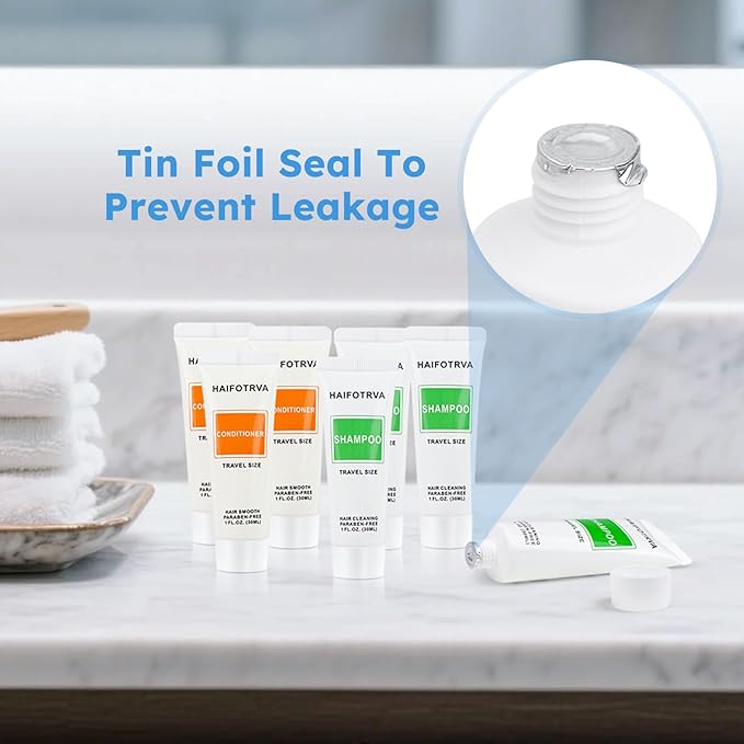 Travel Size Shampoo and Conditioner Bulk Sets Pack of 100,Individually Wrapped 30ml/1 fl oz Small Size Hotel Supplies Portable Toiletries Amenities Bulk for Guests,Travel,Homeless,Charity