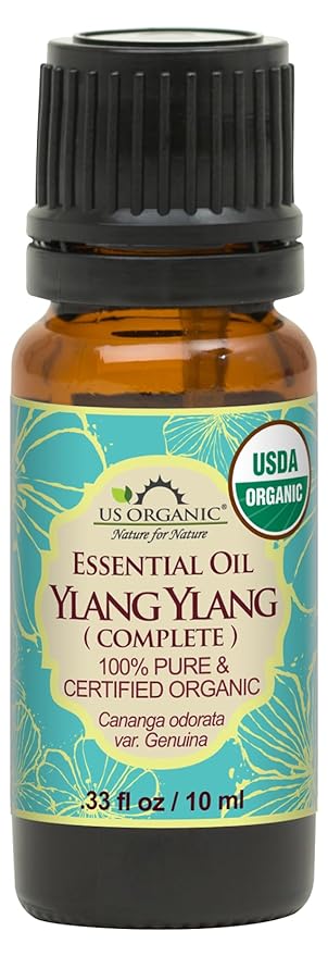 US Organic Ylang Ylang Essential Oil – 100% Pure Complete Grade, USDA Certified, Steam Distilled from Cananga Odorata – Floral Scent for Diffuser, Perfumery, Skincare – 10ml