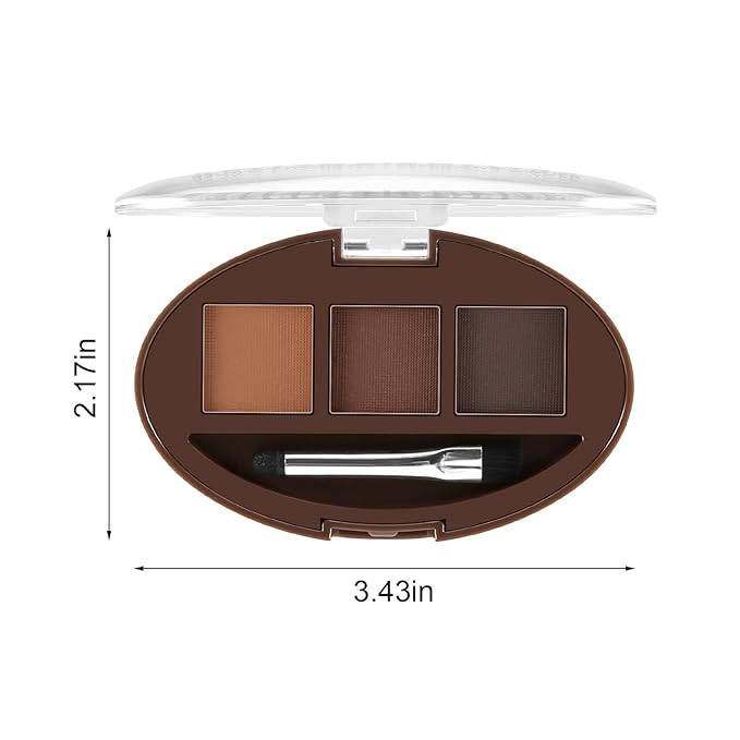 Boobeen 3 Color Eyebrow Powder Palette, Waterproof Eyebrow Makeup, Brow Definer to Shape Perfect Brow,Professional Brow Filler Powder with Brush