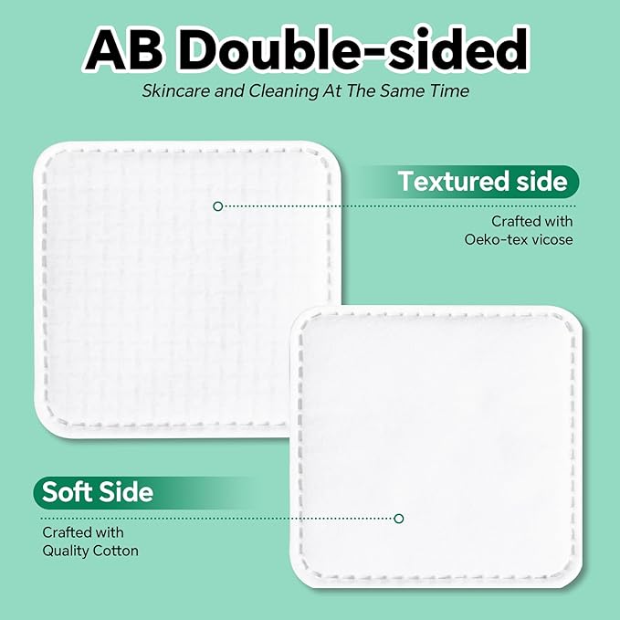 Large Square Cotton Pads, 80 Count, Lint-Free, Soft, Rounded Corners, Multi-Layer, for Makeup Removal, Toner, Facial Cleansing, Boxed
