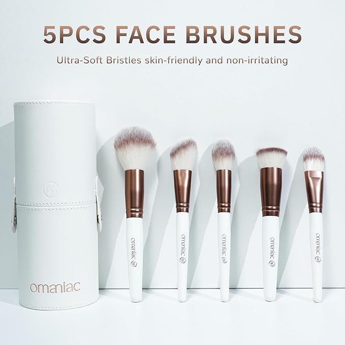 OMANIAC Makeup Brush Set, 20Pcs Professional Makeup Brushes for Foundation,Powder,Eyeshadow,Concealer Cream,Blush Buffe etc,with White Makeup Brushes Kit Case