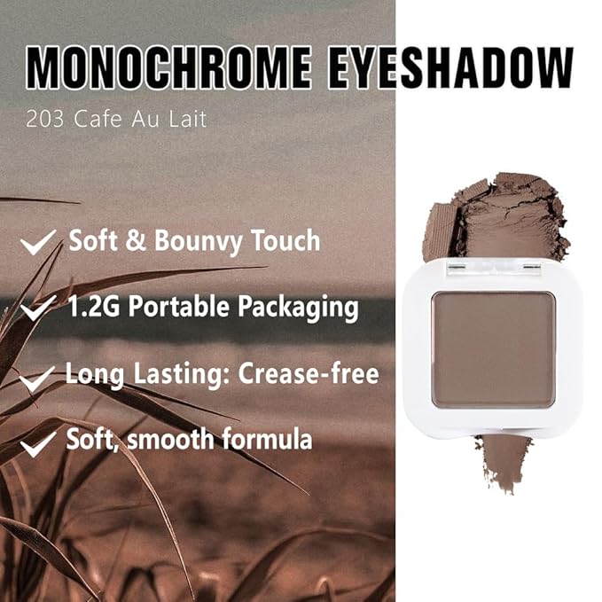 Light Brown Matte Single Eyeshadow Makeup Palette - Light Cocca Single Eye Shades | Creamy Pressed Powder for Easy Blending | Mini Travel Palette for Women | Everyday Natural Eye Makeup, 18#
