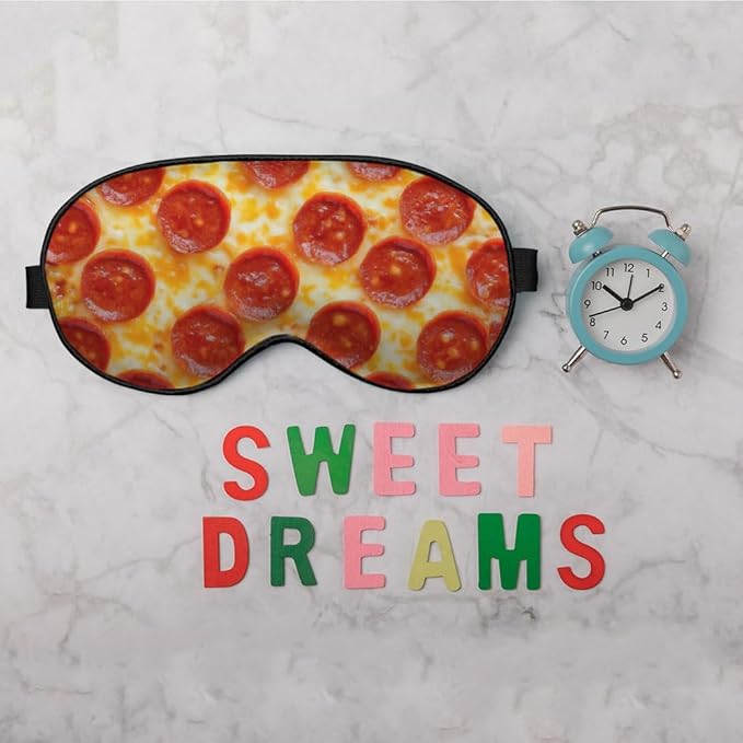 Silk Cheese Pizza Sleep Mask with Adjustable Strap for Travel, Office, Gift