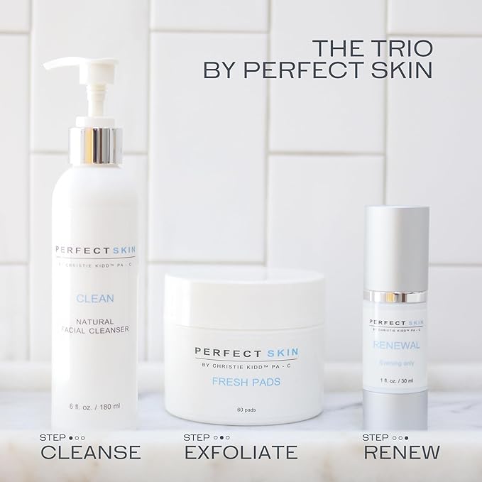 PERFECT SKIN BY CHRISTIE KIDD, Trio Skincare Bundle Perfect Skin by Christie Kidd, PA-C | Cleanse, Refresh & Renew Your Skin | Daily Essentials for Smooth, Bright, and Hydrated Skin