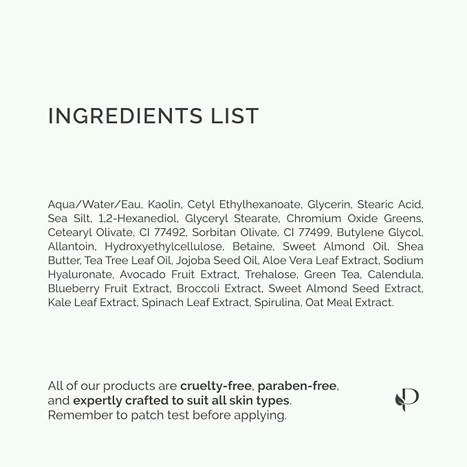 PLANTIFIQUE Korean Skincare Clay Mask – Hydrating Mud Mask with Avocado & Superfoods, Dermatologist-Tested for Face & Body – Vegan, 3.4 Oz/100ml