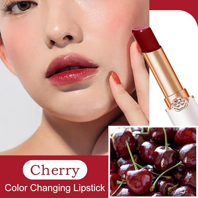 Kaely 2Pcs Hydrating Honey Lipstick Tinted Lip Balm, Black Red Cherry Color Changing PH Lipstick Makeup, Korean Magic Lip Stain Long Lasting Waterproof, labiales magicos 24 horas originales