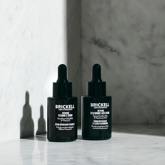 Brickell Men's Daily Anti-Aging Day and Night Serum Routine, All Natural and Organic, Unscented