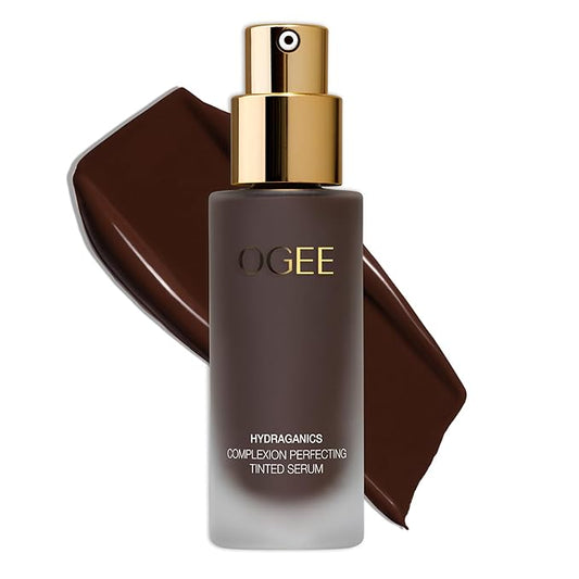 Ogee Complexion Perfecting Liquid Foundation - Lightweight Tinted Moisturizer For Face (Mahogany 14.5N - Deep Cocoa (Rich Undertones) - with Vitamin C & Jojoba Oil - Certified Organic & Made in USA