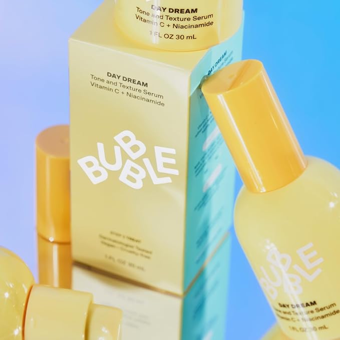 Bubble Skincare Day Dream Vitamin C Serum for Face - Hydrating Face Serum with Niacinamide + Ceramides - Helps Even Skin Tone and Improve Texture from Sun Damage - Summer Skin Care Essential (30ml)