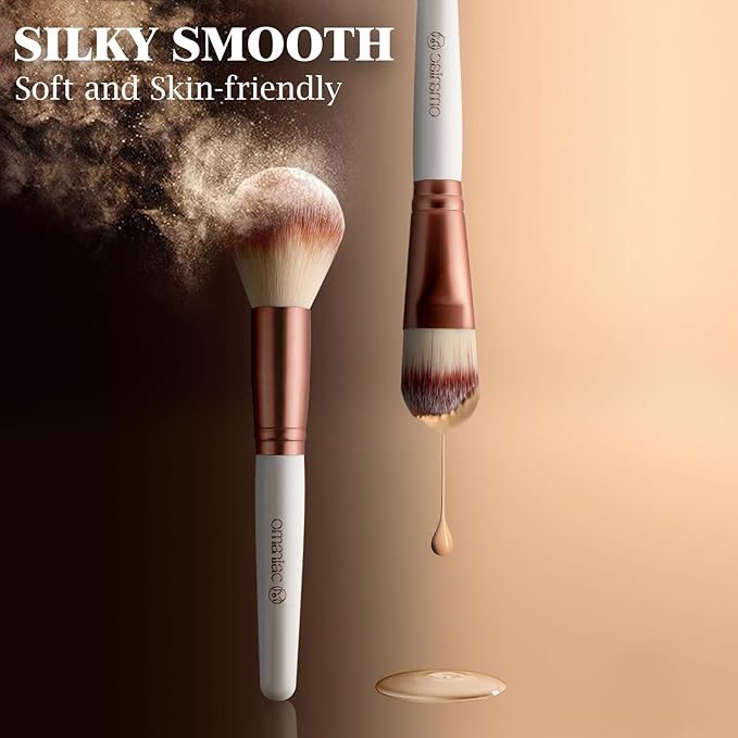 OMANIAC Makeup Brush Set, 20Pcs Professional Makeup Brushes for Foundation,Powder,Eyeshadow,Concealer Cream,Blush Buffe etc,with White Makeup Brushes Kit Case