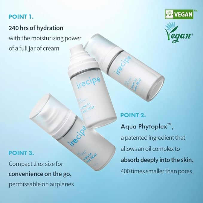 Aqua Phytoplex Cream in Toner Mist Long Lasting Deep Hydration, All-in-One Facial Mist for All Skin Type Unscented Clean Beauty, Vegan, Korean Skincare (60ml / 2.02 oz + 60ml Refill Pouch) (2)