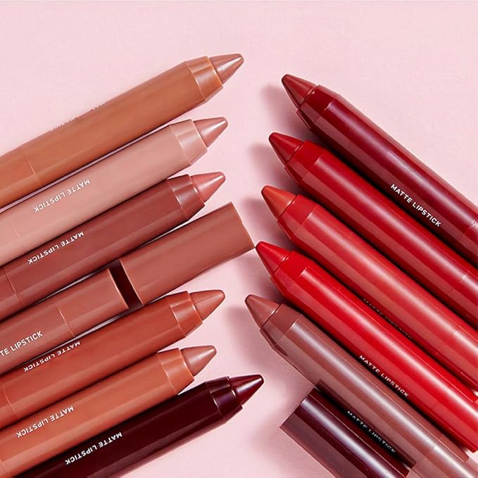 BINGBRUSH Crayon Matte Longwear Lipstick Pack Set,Moisture Smooth Color Stick Ultimate Lip Crayon for Makeup Collection - Waterproof Velvet Lipgloss (2pcs 08#&10#, 2 Count (Pack of 1))