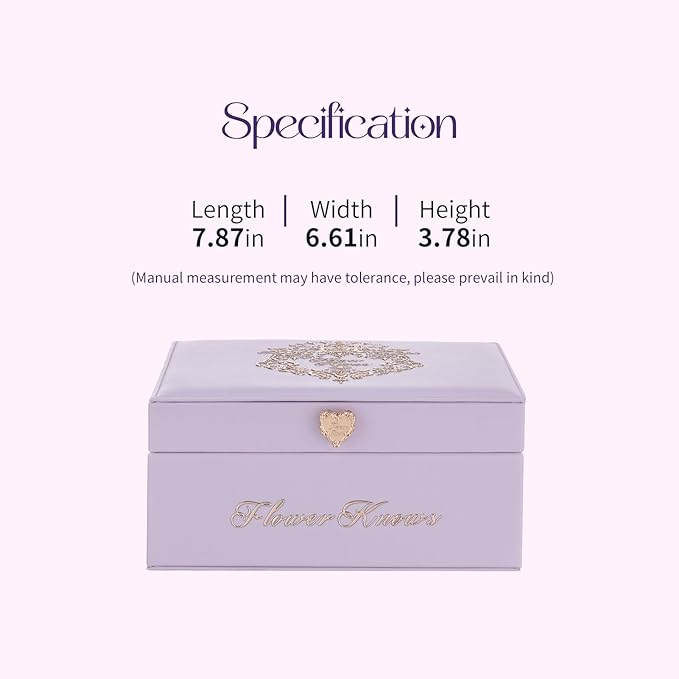 Flower Knows Violet Strawberry Rococo Makeup Box Set,8 Pack Makeup Box with Mirror,Lip Gloss×2+Blush×2+Blush Brush×1+Pink Handheld mirror×1+Hair Clip×1+Gift Box×1