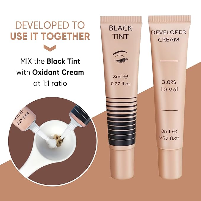 Lash Color Kit - Instant Eyelash Color Black Brow Color with Natural Effects, Safe & Easy to Use 8ml