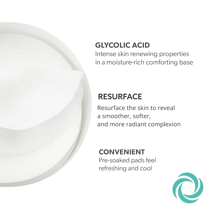 Serious Skincare - Glycolic Resurfacing Daily Exfoliating Face Pads, AHA Skin Treatment for Smoother, Glowing Skin, Reduces Blackheads - 60 Count