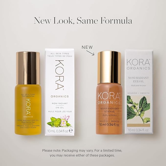 KORA Organics Noni Radiant Hydrating Under Eye Oil Roller, Smooth & Tone, Certified Organic, Cruelty Free Eye Serum - Delicate Eyebag Remover - Travel Essential for Puffy Face & Wrinkes - 0.34 Fl Oz