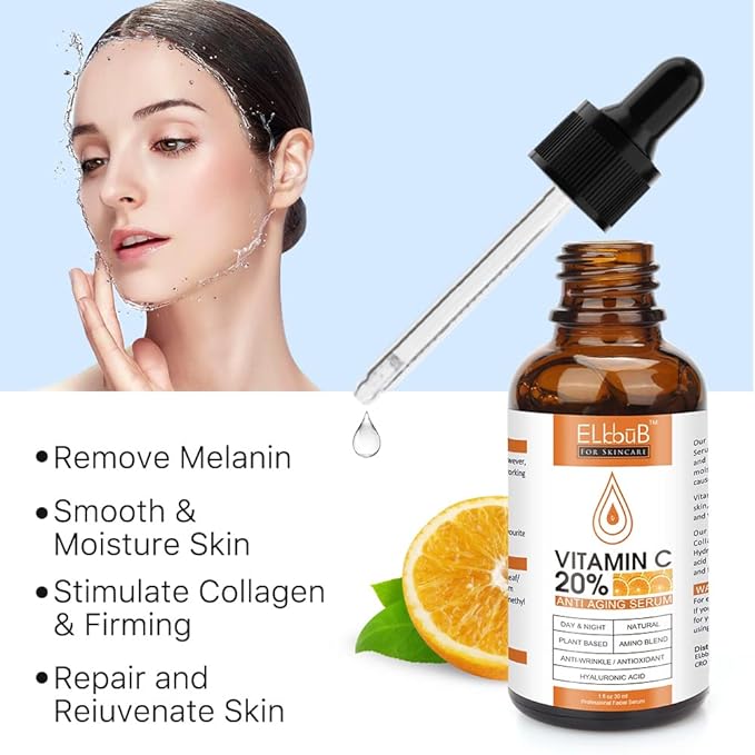 Premium 20% ๐ฏ๐ข๐ญ๐๐ฆ๐ข๐ง ๐ ๐ฌ๐๐ซ๐ฎ๐ฆ - (2PACK) with Hyaluronic Acid, Retinol & Amino Acids - Boost Skin Collagen,Hydrate & Plump Skin, Anti Aging & Wrinkle Facial Serum