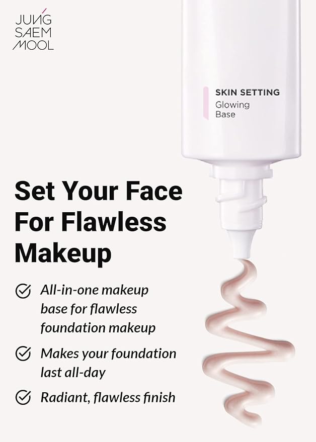 JUNG SAEM MOOL Skin Setting Glowing Base 1.35 Fl Oz, Hydrating Primer with Fine Pearls for Radiant Glow, Pore-Smoothing Pink Flower Complex, Makeup Base for Dry and Combination Skin, Korean Makeup