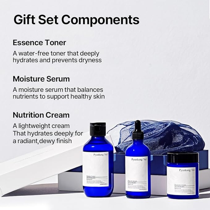 Pyunkang Yul PKY Basic Line Skincare Gift Set, Holiday Essentials for Moisturizing & Nourishing, Toner, Serum & Face Cream, Ideal for Gifting (3-Item Set)
