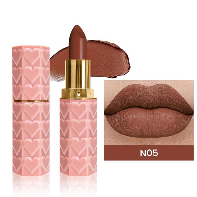 evpct 1Pcs Dark Brown Lipstick, Silky Velvet Matte Lipstick Pack Sets for Women, Long Lasting Smudge Proof Lipstick Lip Stain Makeup Kit matte lipstick 24 hours original N05