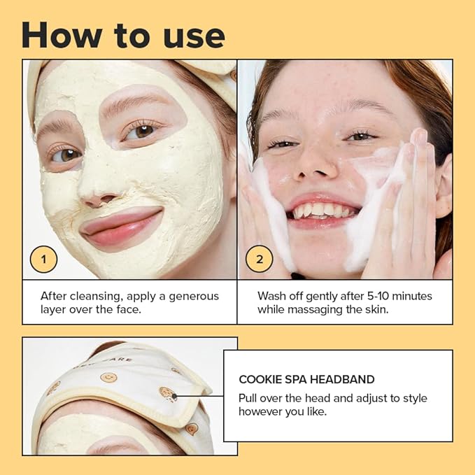 I DEW CARE Wash Off Face Mask Set - How Dough I Look | Headband, Hyaluronic Acid Skincare Essentials, Moisturizing, Soothing, Deep Cleansing, for Dry Sensitive Skin, Stocking Stuffers, 3.38 Oz